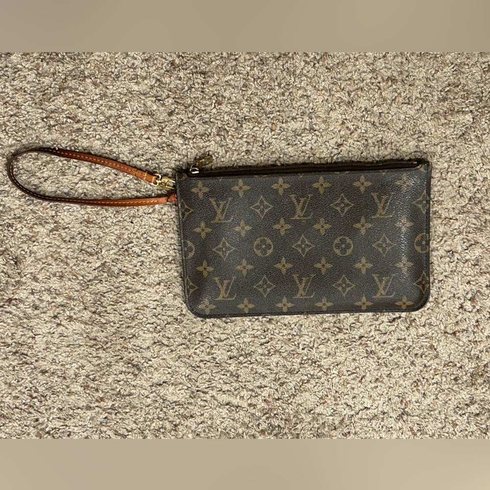 Louis Vuitton Brown and Gold Zippered Pouch